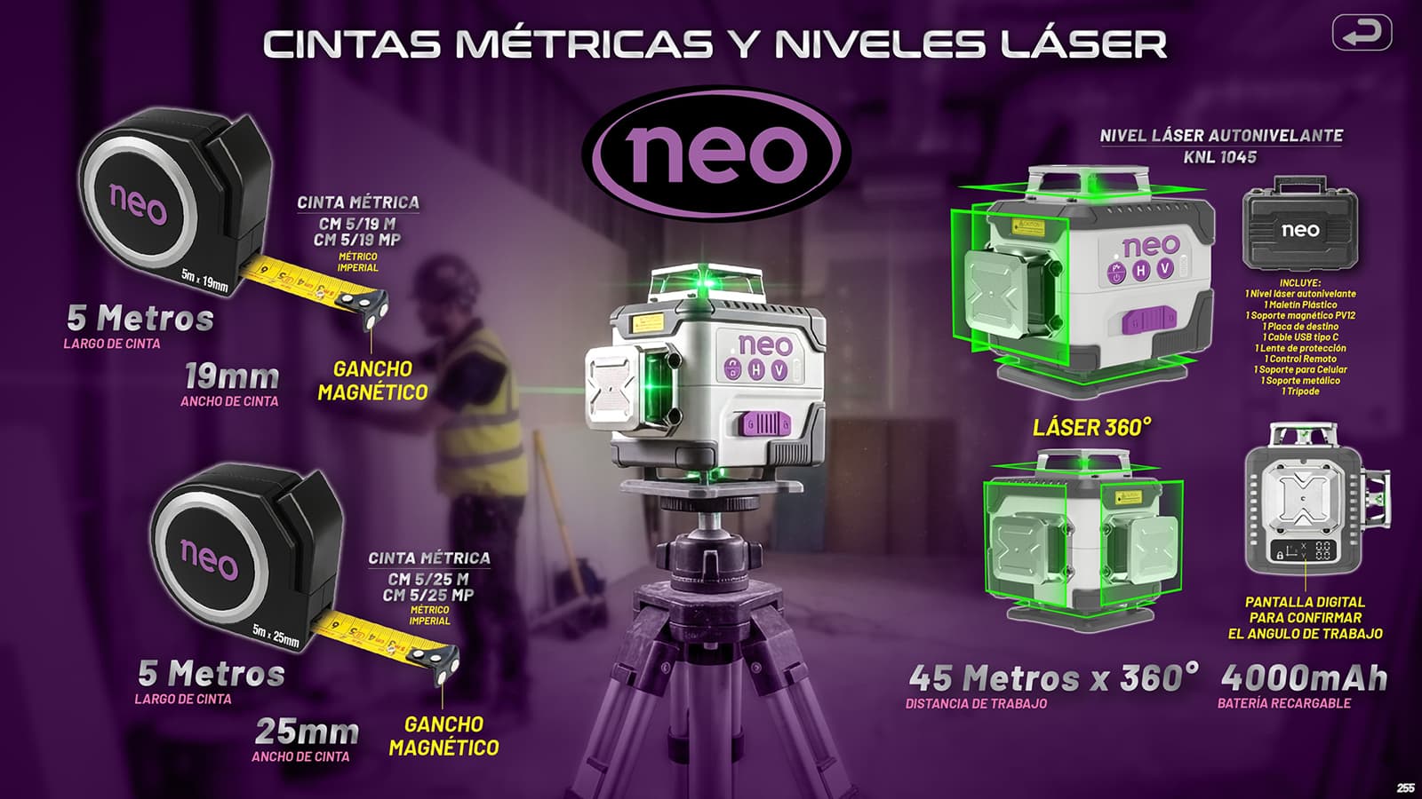 Neo - Cintas y Niveles Laser