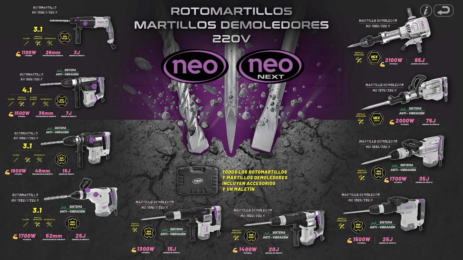 Rotomartillos y Demoledores N 220v